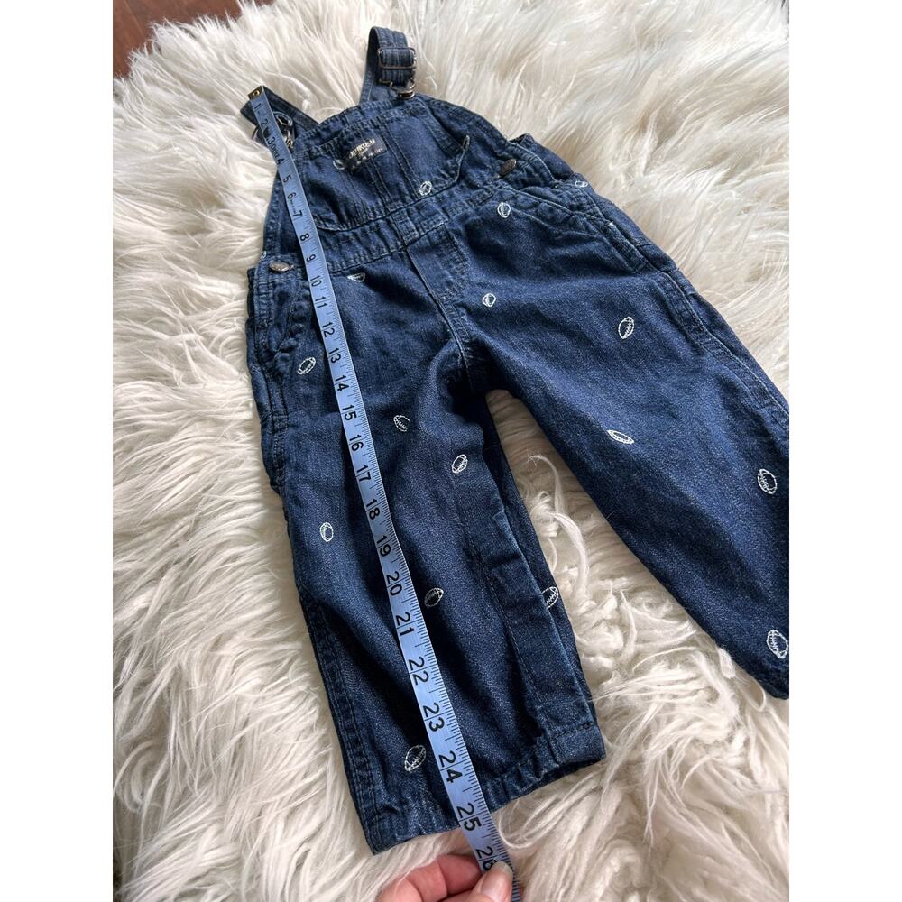 OshKosh‎ B’gosh Football Embroidered Denim Overalls Blue Size 18M - Picture 11 of 11